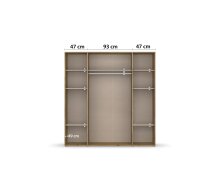 Drehtürenschrank >Voyager< 7 Böden, 1 Stange, grau metallic / Eiche Dekor - 187x194x53 (BxHxT)