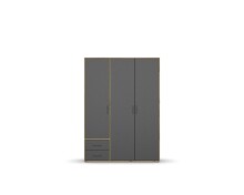 Drehtürenschrank >Voyager< 3 Böden, 1 Stange, grau metallic / Eiche Artisan - 140x194x53 (BxHxT)
