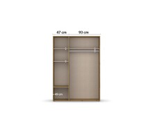 Drehtürenschrank >Voyager< 3 Böden, 1 Stange, grau metallic / Eiche Artisan - 140x194x53 (BxHxT)