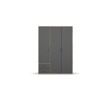 Drehtürenschrank >Voyager< 3 Böden, 1 Stange, grau metallic / Eiche Artisan - 140x194x53 (BxHxT)