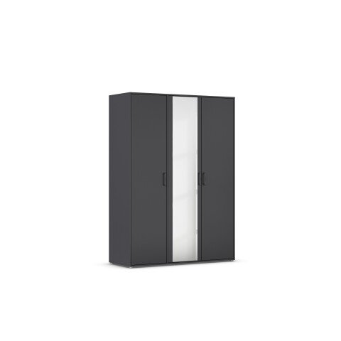 Drehtürenschrank >Voyager< 4 Böden, 1 Stange, grau metallic / Spiegel - 140x194x53cm (B/H/T)