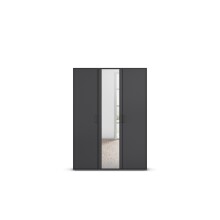 Drehtürenschrank >Voyager< 4 Böden, 1 Stange, grau metallic / Spiegel - 140x194x53cm (B/H/T)