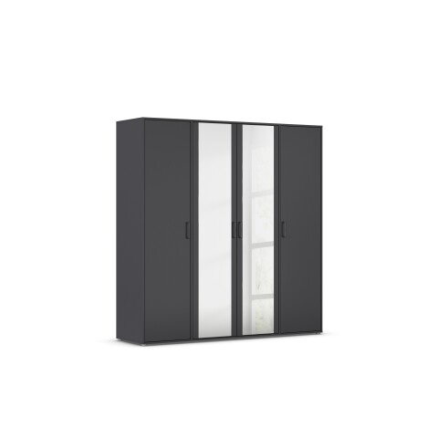 Drehtürenschrank >Voyager< 7 Böden, 1 Stange, grau metallic / Spiegel - 187x194x53cm (B/H/T)