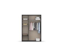 Drehtürenschrank >Voyager< 2 Schübe, 3 Böden, grau metallic / Spiegel - 140x194x53cm (B/H/T)