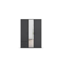 Drehtürenschrank >Voyager< 2 Schübe, 3 Böden, grau metallic / Spiegel - 140x194x53cm (B/H/T)