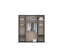 Drehtürenschrank >Voyager< 4 Schübe, 5 Böden, grau metallic / Spiegel - 187x194x53cm (B/H/T)