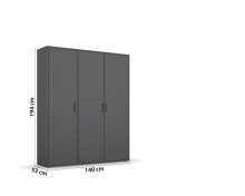 Drehtürenschrank >Voyager< 4 Einlegeböden, 1 Kleiderstange, grau metallic - 140x194x53 (BxHxT)