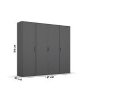 Drehtürenschrank >Voyager< 7 Einlegeböden, 1 Kleiderstange, grau metallic - 187x194x53 (BxHxT)
