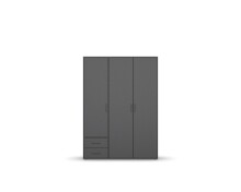 Drehtürenschrank >Voyager< 2 Schübe, 3 Böden, 1 Stange, grau metallic - 140x194x53 (BxHxT)