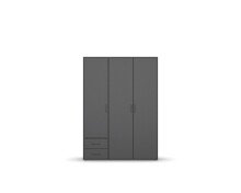 Drehtürenschrank >Voyager< 2 Schübe, 3 Böden, 1 Stange, grau metallic - 140x194x53 (BxHxT)