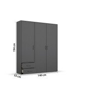 Drehtürenschrank >Voyager< 2 Schübe, 3 Böden, 1 Stange, grau metallic - 140x194x53 (BxHxT)