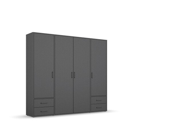 Drehtürenschrank >Voyager< 4 Schübe, 5 Böden, 1 Stange, grau metallic - 187x194x53 (BxHxT)