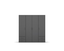 Drehtürenschrank >Voyager< 4 Schübe, 5 Böden, 1 Stange, grau metallic - 187x194x53 (BxHxT)