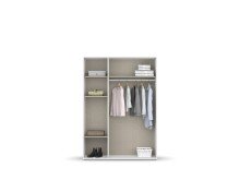 Drehtürenschrank >Voyager< 4 Böden, 1 Stange, grau / Spiegel / Weiß - 140x194x53cm (B/H/T)