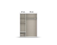 Drehtürenschrank >Voyager< 2 Schübe, 3 Böden, 1 Stange, grau/ Spiegel / Weiß - 140x194x53cm B/H/T