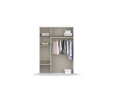 Drehtürenschrank >Voyager< 2 Schübe, 3 Böden, 1 Stange, grau/ Spiegel / Weiß - 140x194x53cm B/H/T