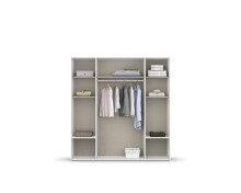 Drehtürenschrank >Voyager< 4 Schübe, 5 Böden, 1 Stange, grau/ Spiegel / Weiß - 187x194x53cm B/H/T