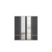 Drehtürenschrank >Voyager< 4 Schübe, 5 Böden, 1 Stange, grau/ Spiegel / Weiß - 187x194x53cm B/H/T