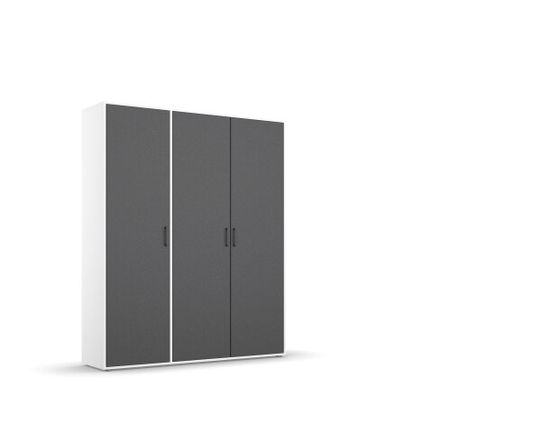 Drehtürenschrank >Voyager< 4 Böden, 1 Stange, grau metallic / weiß - 140x194x53 (BxHxT)