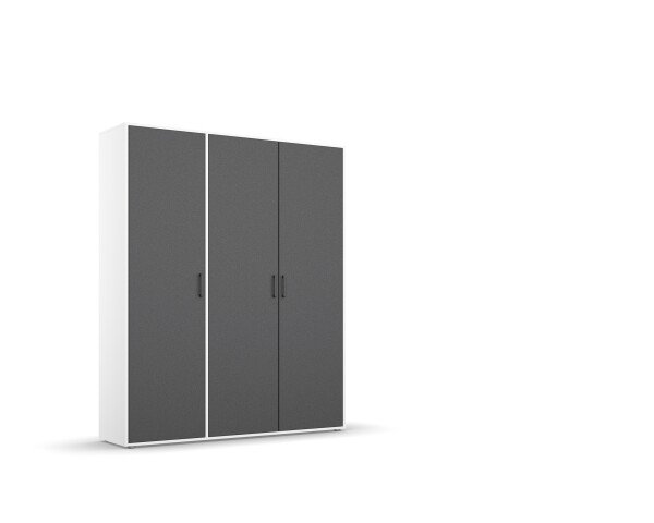Drehtürenschrank >Voyager< 4 Böden, 1 Stange, grau metallic / weiß - 140x194x53 (BxHxT)