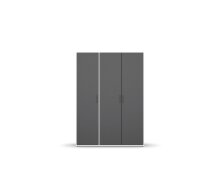 Drehtürenschrank >Voyager< 4 Böden, 1 Stange, grau metallic / weiß - 140x194x53 (BxHxT)