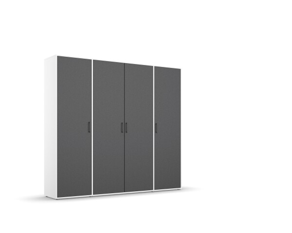 Drehtürenschrank >Voyager< 7 Böden, 1 Stange, grau metallic / weiß - 187x194x53 (BxHxT)