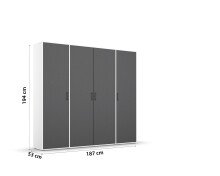 Drehtürenschrank >Voyager< 7 Böden, 1 Stange, grau metallic / weiß - 187x194x53 (BxHxT)