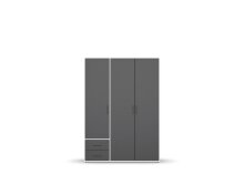 Drehtürenschrank >Voyager< 2 Schübe, 3 Böden, 1 Stange, grau metallic / weiß - 140x194x53 (BxHxT)