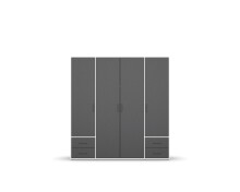 Drehtürenschrank >Voyager< 4 Schübe, 5 Böden, 1 Stange, grau metallic / weiß - 187x194x53 (BxHxT)