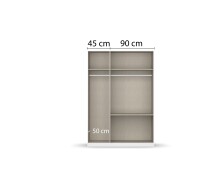 Drehtürenschrank >Joel< 2 Schübe, 2 Böden, 2 Stangen, weiß / Spiegel - 136x197x54 (BxHxT)