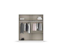 Drehtürenschrank >Joel< 2 Schübe, 2 Böden, 2 Stangen, weiß / Spiegel - 181x197x54 (BxHxT)
