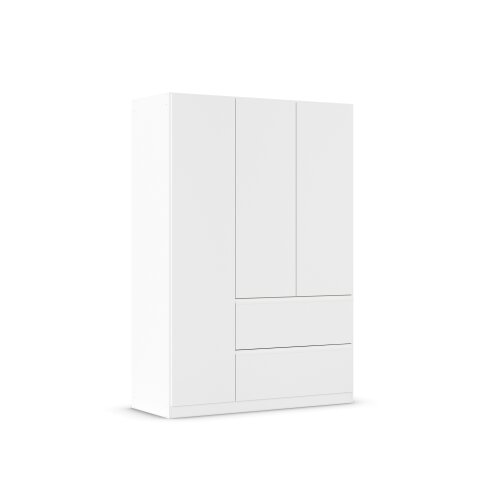Drehtürenschrank >Joel< 2 Schübe, 2 Böden, 2 Stangen, alpinweiß - 136x197x54cm (BxHxT)