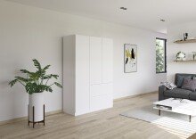 Drehtürenschrank >Joel< 2 Schübe, 2 Böden, 2 Stangen, alpinweiß - 136x197x54cm (BxHxT)