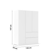 Drehtürenschrank >Joel< 2 Schübe, 2 Böden, 2 Stangen, alpinweiß - 136x197x54cm (BxHxT)