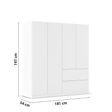 Drehtürenschrank >Joel< 2 Schübe, 2 Böden, 2 Stangen, alpinweiß - 181x197x54cm (BxHxT)