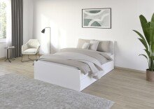 Bett >Joel< 2 Bettkästen, Liegefläche 140x200cm, alpinweiß - 145x90x209cm (BxHxT)