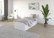 Bett >Joel<  2 Bettkästen, Liegefläche 90x200cm, alpinweiß - 95x90x209cm (BxHxT)