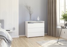 Kommode >Joel< 3 Schübe, 1 Fach, alpinweiß Dekor - 93x81x42cm (BxHxT)