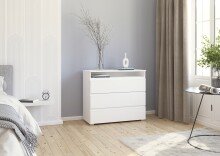 Kommode >Joel< 3 Schübe, 1 Fach, alpinweiß Dekor - 93x81x42cm (BxHxT)