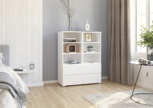 Standregal >Joel< 4 Schubladen, 6 Fächer, alpinweiß Dekor - 93x119x42cm (BxHxT)