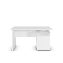 Schreibtisch >Joel< 2 Schubladen, 1 Fach, alufarbig / alpinweiß Dekor - 140x75x66 (BxHxT)