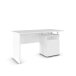 Schreibtisch >Joel< 2 Schubladen, 1 Fach, alufarbig / alpinweiß Dekor - 140x75x66 (BxHxT)