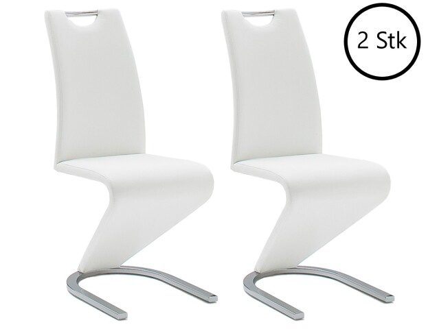 Esszimmerstuhl >Pupik I< (2er Set) in Weiß aus Metall - 45x102x62cm (BxHxT)