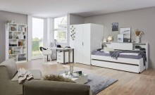 Kinderbett >NORDERNEY< Liegefläche 120x200cm, in WEISS - 126x51x204cm (BxHxT)