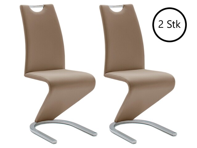 Esszimmerstuhl >Pupik I< (2er Set) in Cappuccino aus Metall - 45x102x62 (BxHxT)