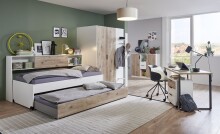 Rollcontainer >NORDERNEY< 3 Schubladen, Weiss / Viking Oak Dekor - 46x58x40cm (BxHxT)