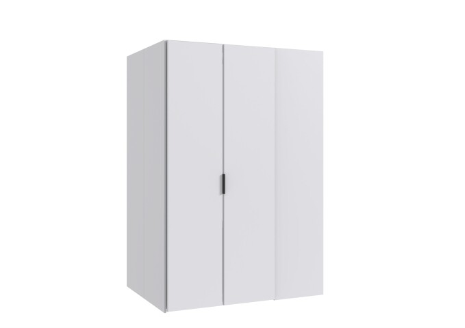 Drehtürenschrank >NORDERNEY< begehbar, 9 Böden, Stange, Spiegel, in WEISS - 135x197x127cm (BxHxT)