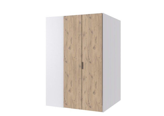 Drehtürenschrank >NORDERNEY< begehbar, 9 Böden, weiss / Viking oak Dekor - 135x197x127cm (B/H/T)