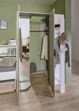 Drehtürenschrank >NORDERNEY<  begehbar, 9 Böden, weiss / Viking oak Dekor - 135x197x127cm (B/H/T)