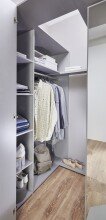 Drehtürenschrank >NORDERNEY<  begehbar, 9 Böden, weiss / Viking oak Dekor - 135x197x127cm (B/H/T)